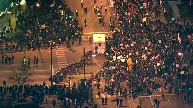 Crowd Gathers in Chicago Outside Canceled Trump Rally 