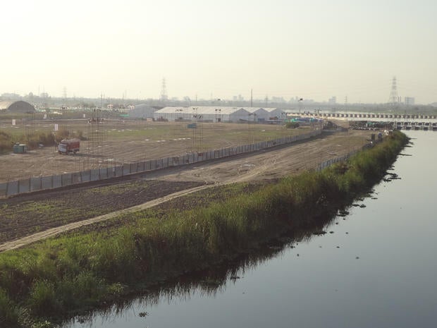 The barren landscape left behind after a massive festival on the banks of the Yamuna River in New Delhi