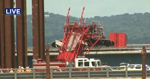 Injuries after crane collapses on Tappan Zee Bridge CBS News