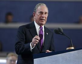 Former New York Mayor Michael Bloomberg speaks at the National Democratic Convention in Philadelphia, Pennsylvania on July 27, 2016. 