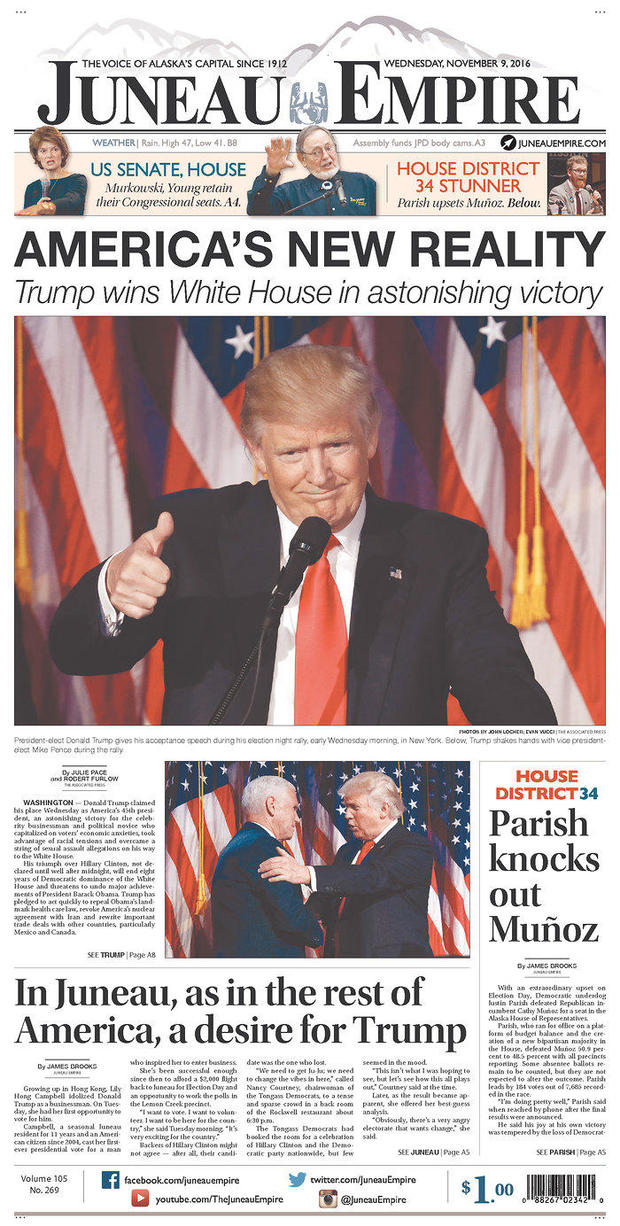 Newspaper front pages tell story of shocking Trump win - CBS News