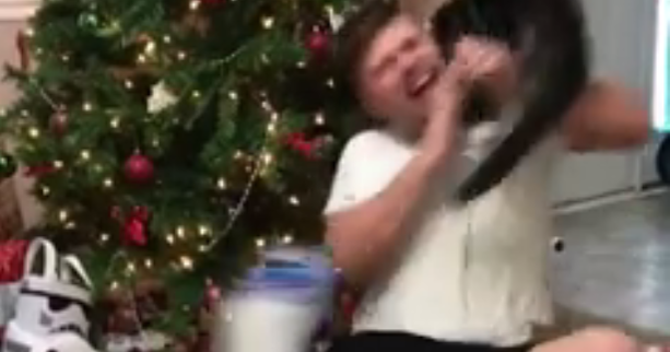 Video of cat attacking man opening Christmas present goes viral CBS News
