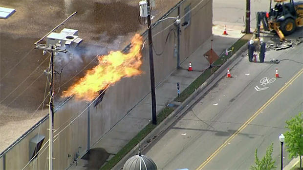 Downtown Fort Worth Gas Line Fire 