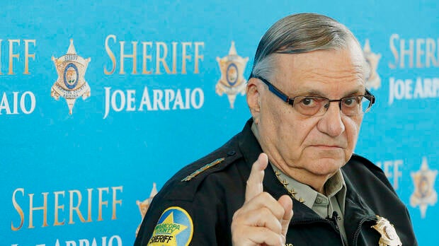 In this Dec. 18, 2013, photo, Maricopa County Sheriff Joe Arpaio speaks at a news conference at the sheriff's headquarters in Phoenix, Ariz.