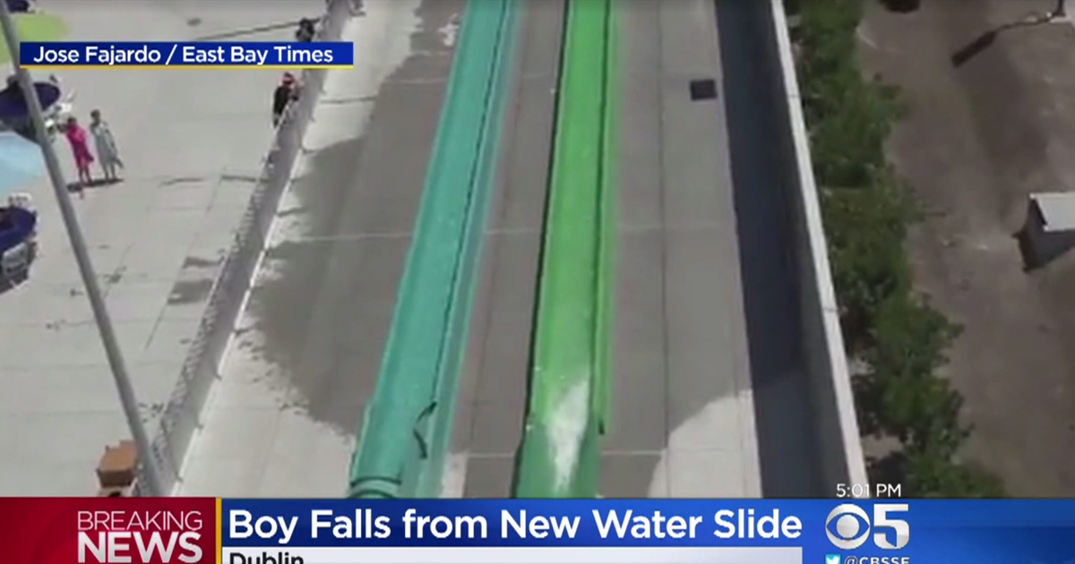 Shocking video shows boy, 10, falling off giant water slide at park's