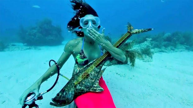 'Mermaid' Diver at the Underwater Music Festival near Big Pine Key in Florida 