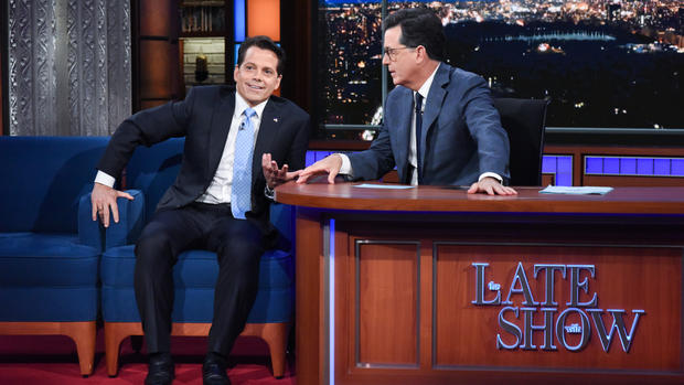 Anthony Scaramucci and Stephen Colbert 