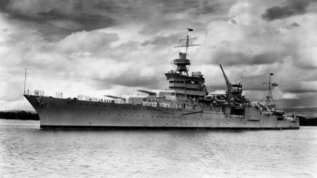 The World War II cruiser USS Indianapolis at Pearl Harbor Hawaii 
