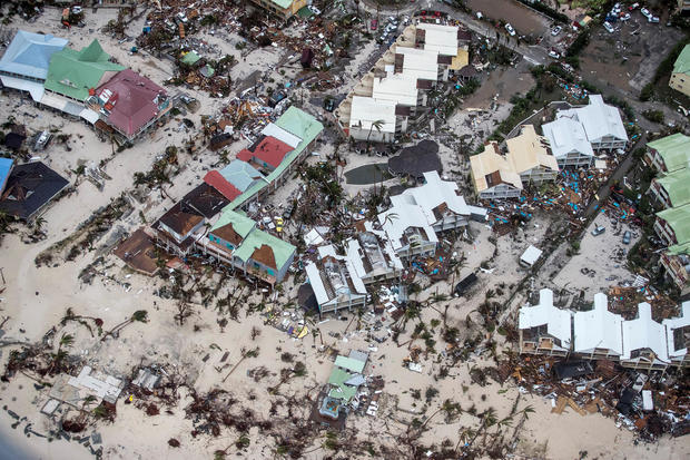 View of the aftermath of Hurricane Irma on Sint Maarten Dutch part of Saint Martin island in the Caribbean 