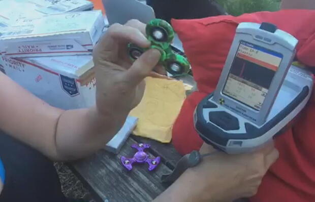 Tamara Rubin tests a fidget spinner for lead levels Tamara Rubin