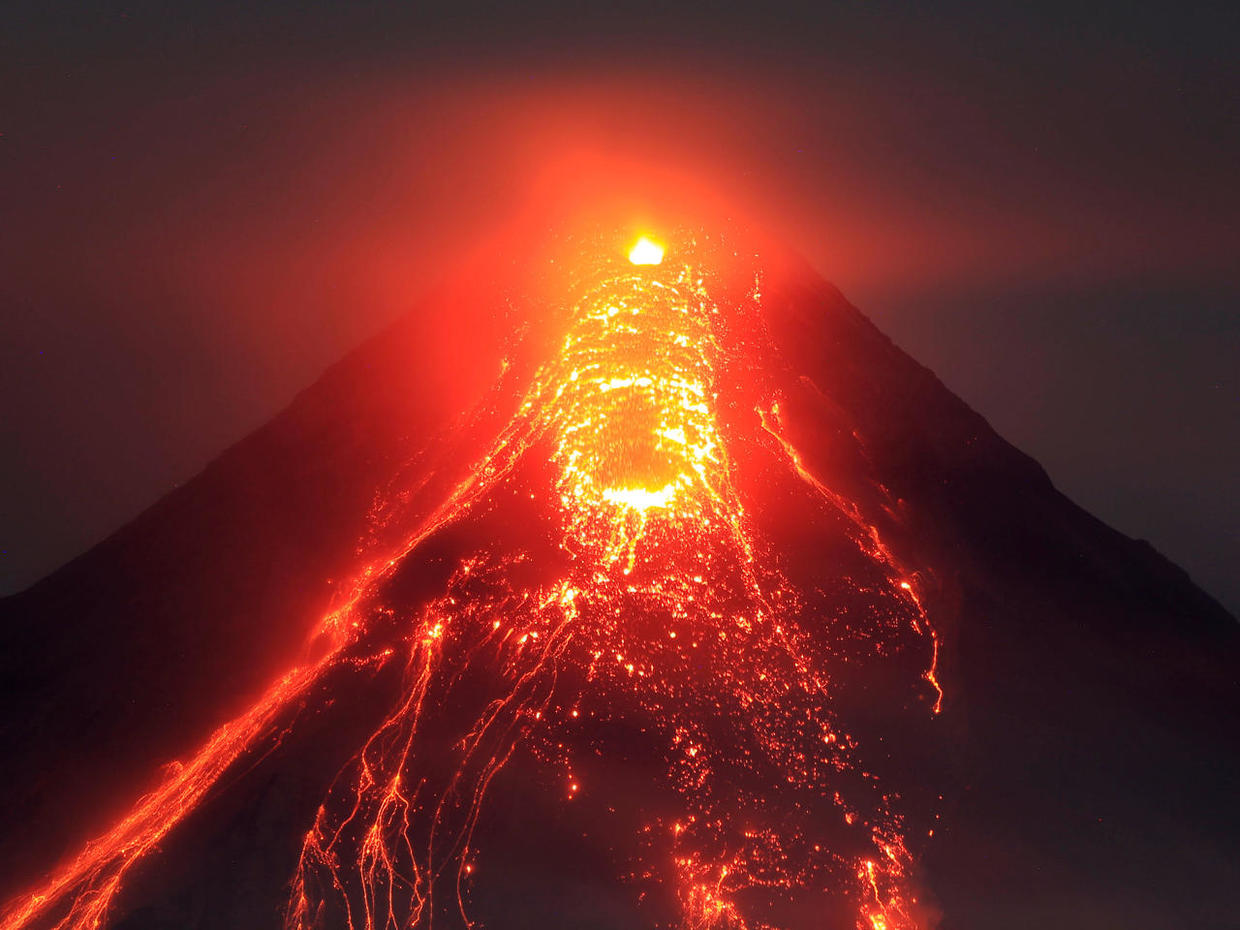 Mount Mayon Volcanic eruption in the Philippines Pictures CBS News
