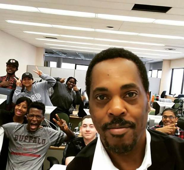 Clayton Banks with teens at Silicon Harlem 