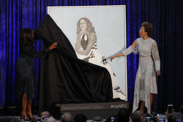 Artist Sherald and former first lady Michelle Obama participate in unveiling of Mrs. Obama's portrait at the Smithsonian’s National Portrait Gallery in Washington 