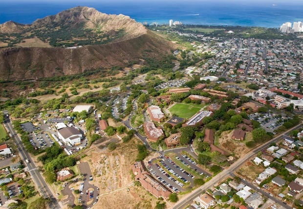 Through a combination of solar shade canopies, distributed energy storage and energy efficiency measures, Kapi‘olani Community College will reduce fossil fuel consumption by 74 percent. Photo Credit: University of Hawaii / Lincoln Ishii