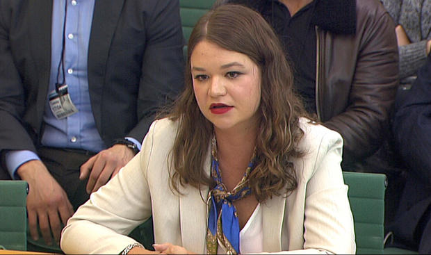 Brittany Kaiser, former Director of Program Development at Cambridge Analytica, speaks to Parliament's Digital, Culture Media and Sports committee in Westminster, London 