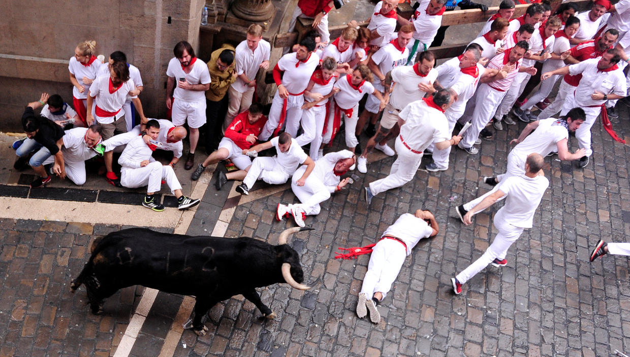 "Running of the Bulls" in Pamplona, Spain CBS News