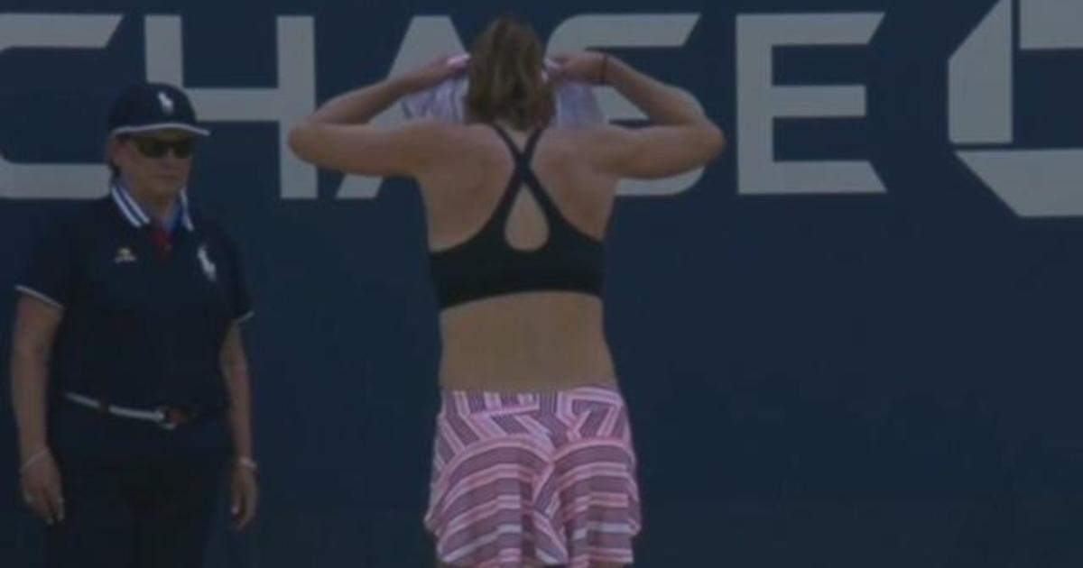 Us Open Accused Of Sexism After Alizé Cornet Penalized For Taking Off Her Shirt Cbs News 