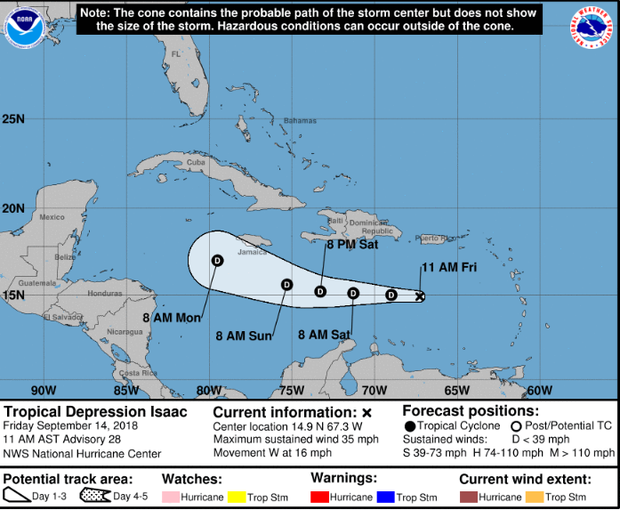 Tropical Depression Isaac Puerto Rico power outages reported as