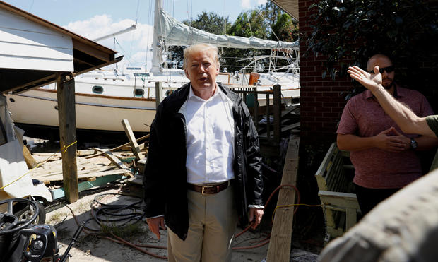 U.S. President Trump visits participates in a tour of Hurricane Florence damage in New Bern, North Carolina 