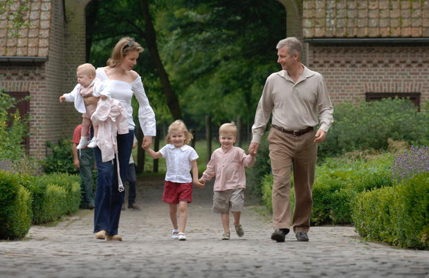 Princess Mathilde, Prince Emmanuel, Crown Prince Philippe, Prince Gabriel, Princess Elisabeth 