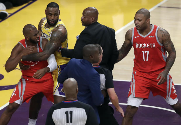 Lakers Rockets Fight Rajon Rondo Chris Paul Brandon Ingram Throw