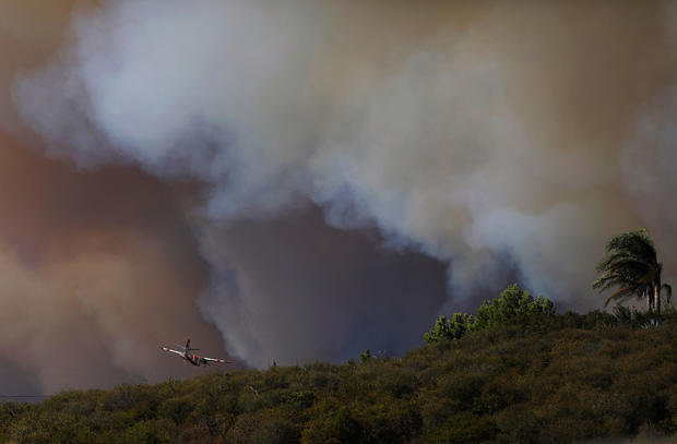 Smoke from a wildfire is seen in Calabasas 
