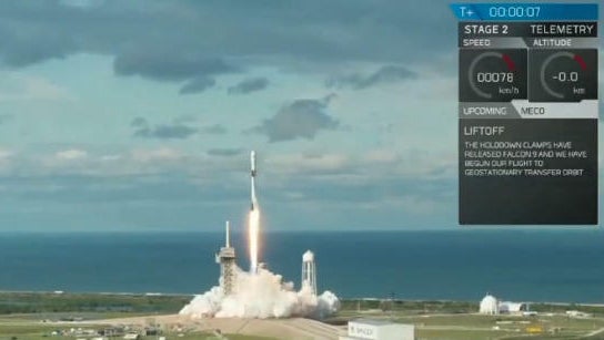 SpaceX Falcon 9 rocket launches from Florida's Kennedy Space Center on Thursday Nov. 15 2018. SpaceX