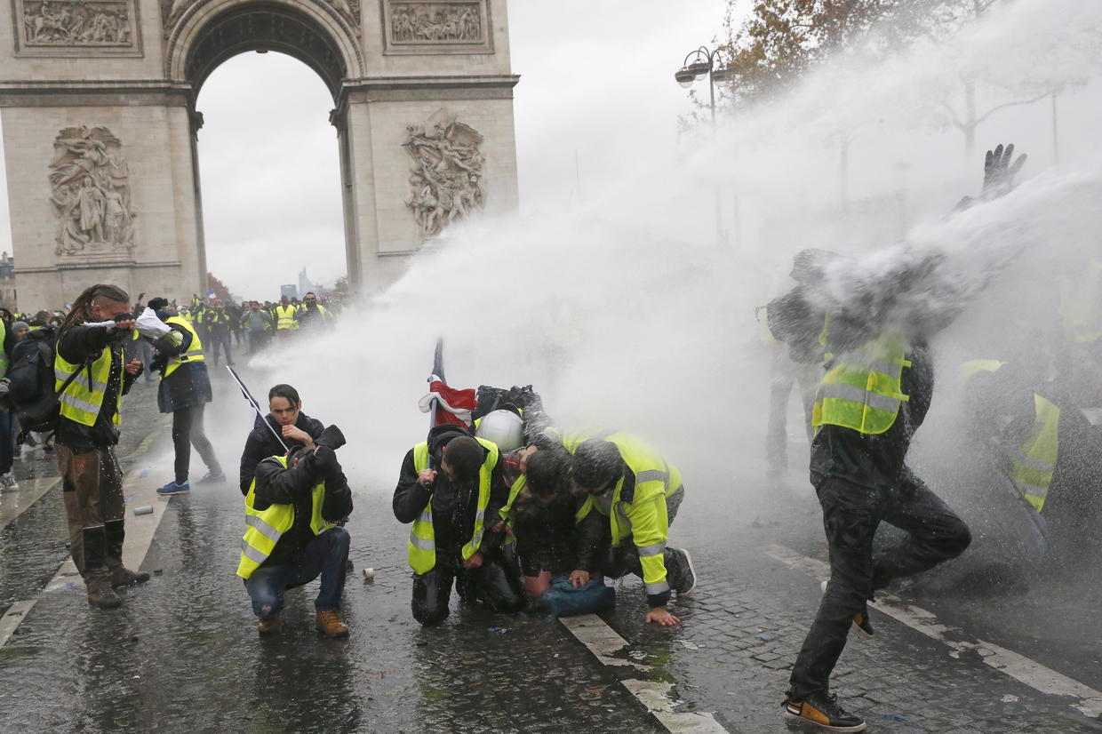 French police clash with protesters in Paris riot; 90 injured CBS News