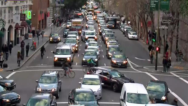 Epic Traffic Gridlock in Downtown San Francisco 