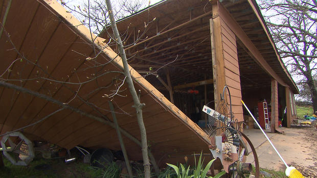 Storm damage to garage in Alvarado 