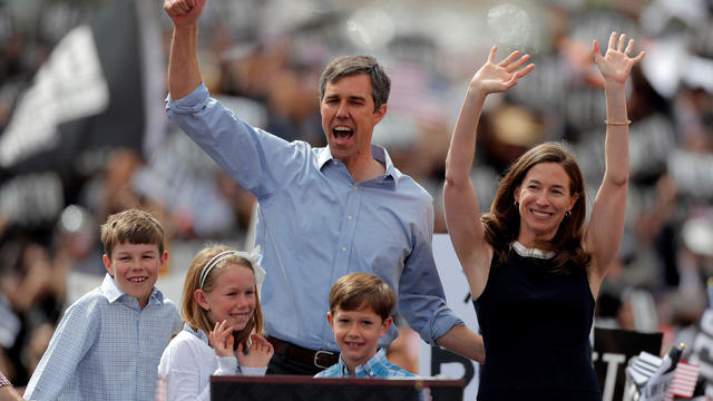 Democratic 2020 U.S. presidential candidate Beto O'Rourke, his wife Amy and their children attend a kickoff rally on the streets of El Paso 