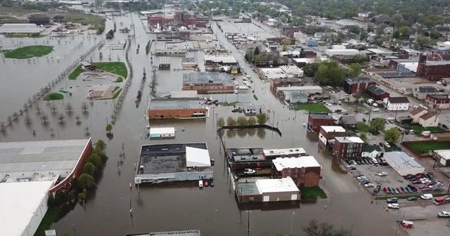 Downtown Davenport under water after Iowa levee breach CBS News