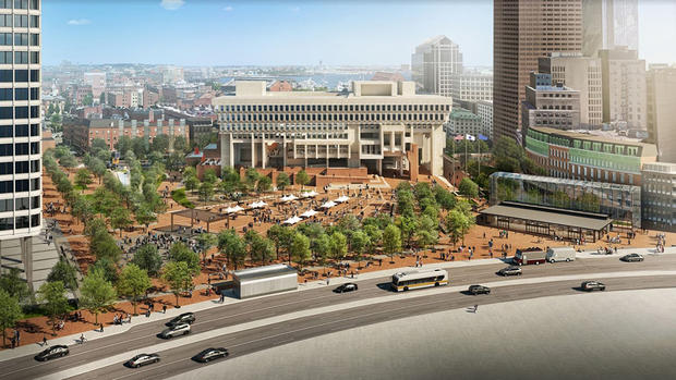 new city hall plaza aerial 