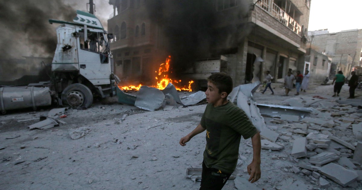 Syria Bombings Children Hide From Bombs Inside Syria S War Torn Idlib Cbs News