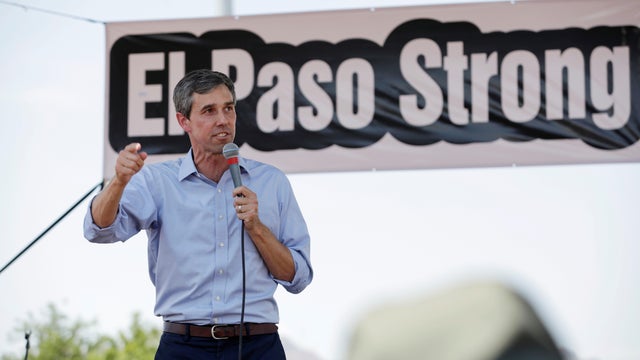 Democratic presidential candidate Beto O'Rourke speaks during a rally against the visit of the U.S. President Donald Trump after last weekend's shooting at a Walmart store, in El Paso 