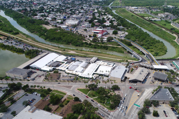 A U.S. Customs and Border Protection tent facility is seen in an aerial photo in Brownsville 