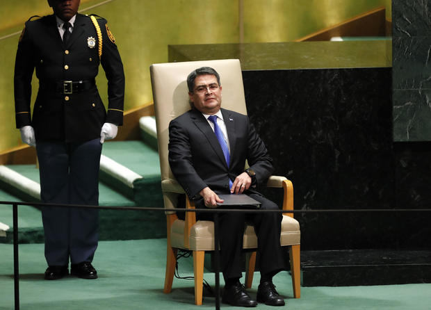 Honduras' President Juan Orlando Hernandez sits before addressing the 74th session of the United Nations General Assembly at U.N. headquarters in New York City, New York, U.S. 