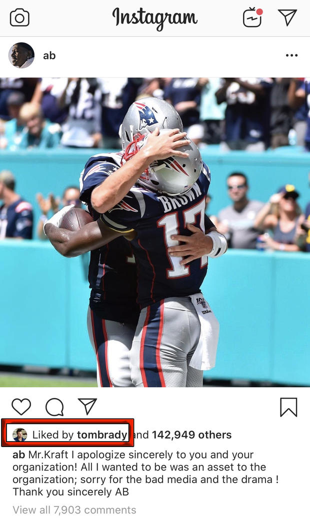 Tom Brady likes AB 