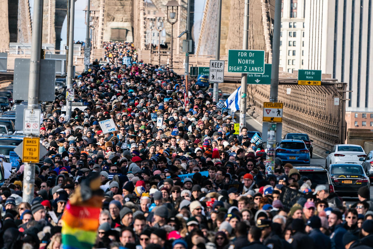 Antihate march Brooklyn Bridge today Thousands march across Brooklyn