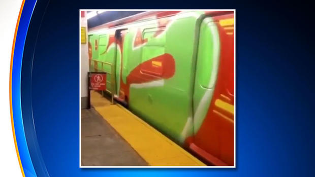 Subway Train Covered In Graffiti 
