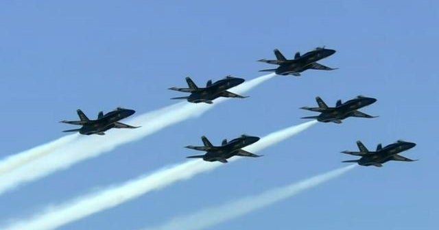 Thunderbirds And Blue Angels Perform Flyover In Nyc Newark And