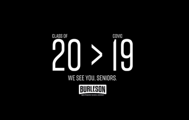 Burleson ISD Class of 2020 logo includes reference to COVID-19 