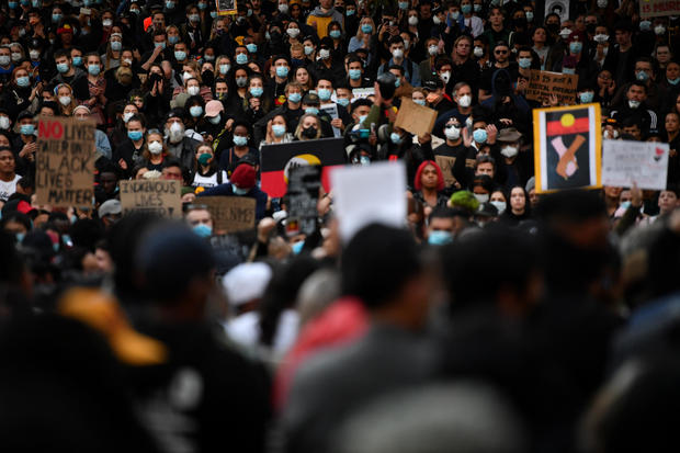 Protesters participate in the Black Lives Matter rally in Sydney 