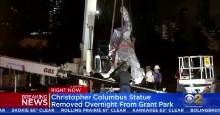 Christopher Columbus Statues Taken Down After Mayor Lightfoot Orders Them 'Temporarily Removed