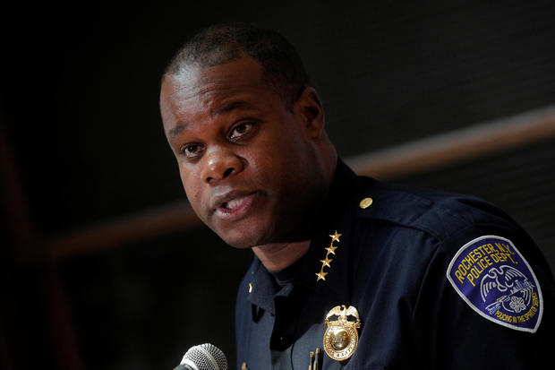 Rochester Police Chief, La'Ron Singletary speaks during a news conference in Rochester, New York 