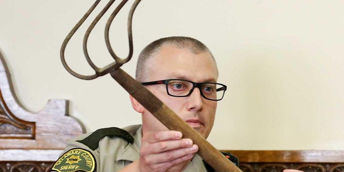 A farmer's wife is found impaled on a corn rake — was it a horrible accident or murder? 