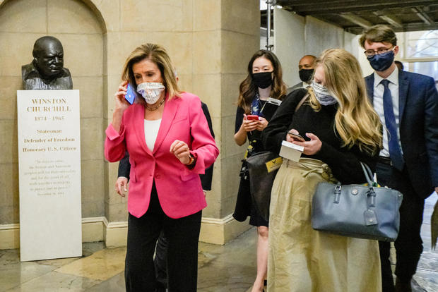 Speaker of the House Nancy Pelosi walks into her offices at the U.S Capitol 