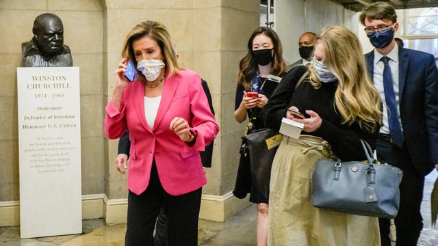 Speaker of the House Nancy Pelosi walks into her offices at the U.S Capitol 