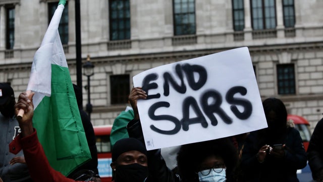 Protest in London against the attacks on anti-SARS demonstrations in Nigeria 