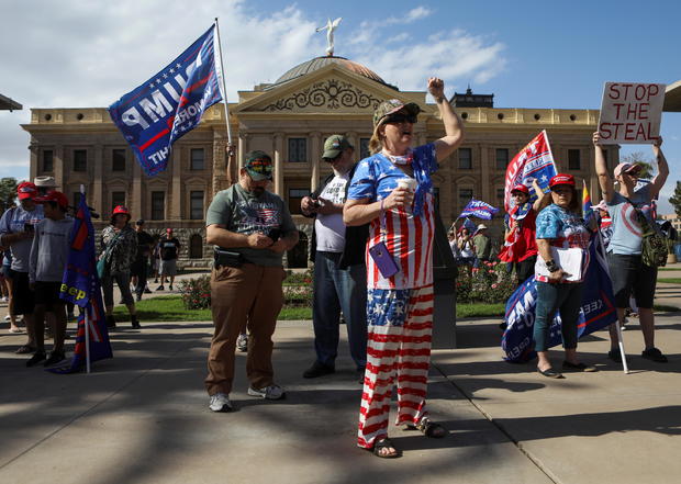 Supporters of U.S. President Donald Trump gather at a "Stop the Steal" protest after the 2020 U.S. presidential election was called for Democratic candidate Joe Biden, in Phoenix 
